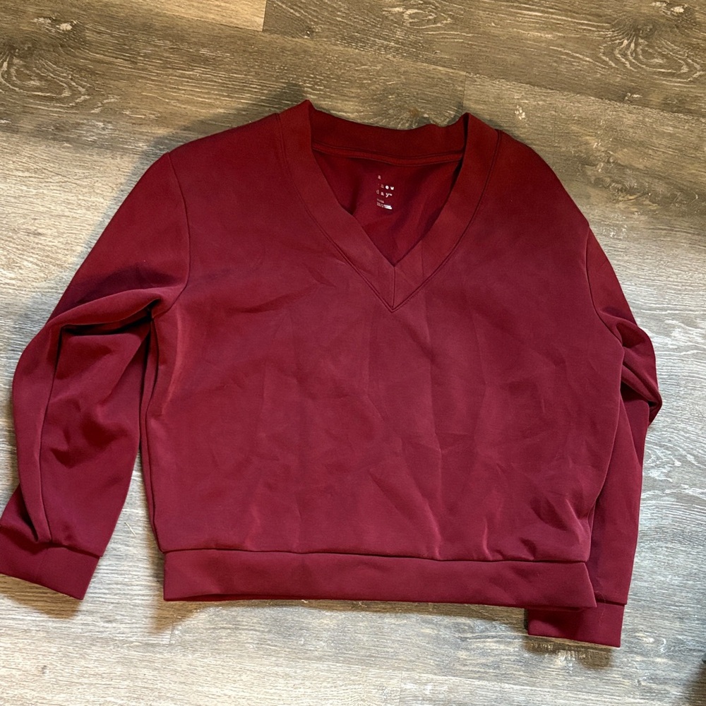 a new day Deep Red V-Neck Top